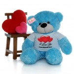 Giant 5 Feet Personalized Teddy Bear wearing Customizable I Love You Tshirt - Available in 7 Colors
